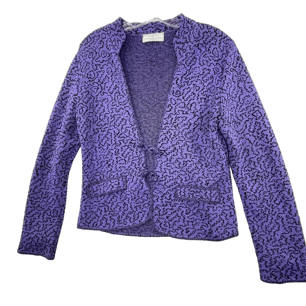 Vintage Brenda French Womens‎ Size 1 Small / Medium Printed Purple Blazer Top
